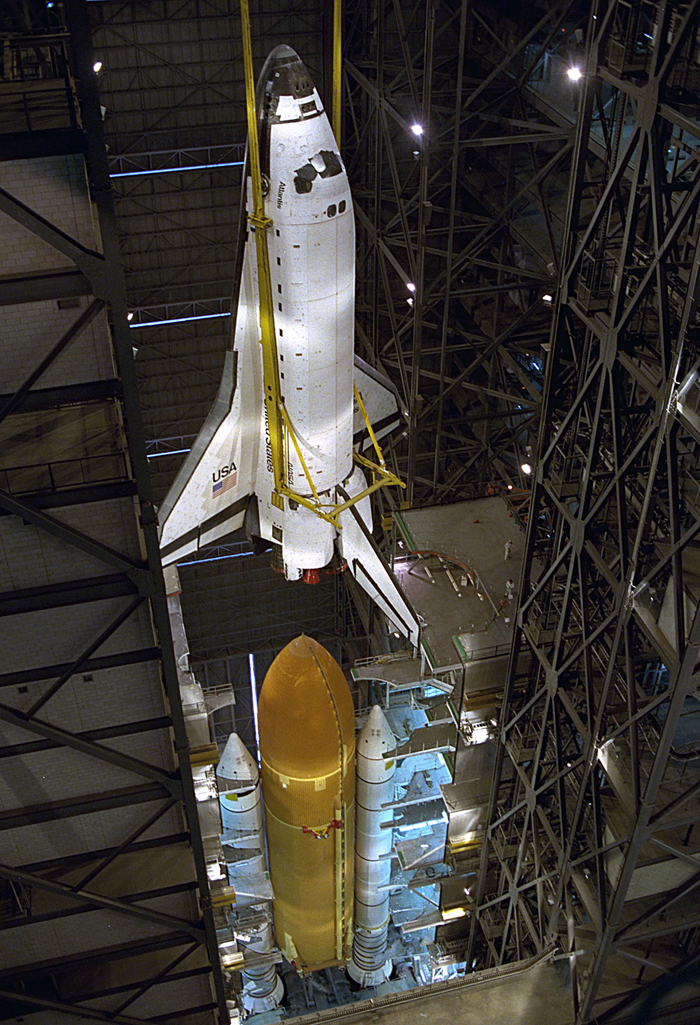 Space History Photo: STS-79 Destacking in VAB